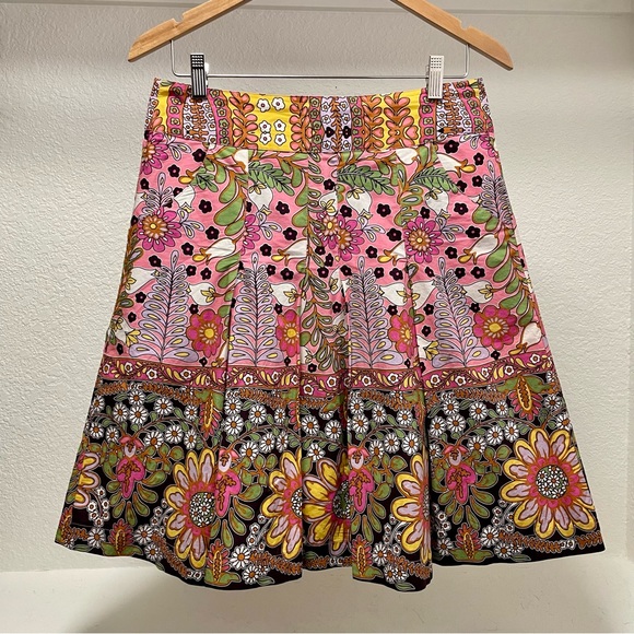 Cabi Ashbury 💐 Festive Floral Pleated Cotton Skirt With Pockets Style 933 Sz 4 - Picture 2 of 6